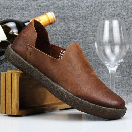 New Men's Genuine Leather Shoes Handmade Slip on Soft Driving Shoes Luxury Comfortable Men Designer Loafer Shoes Black