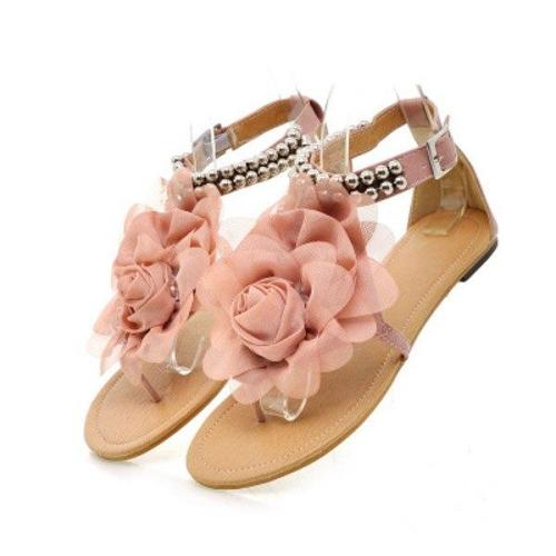 Summer 2020 New Woman's Flower Flat Sandals Summer Open Toe Fashion Outdoor Beach Shoes Comfortable Plus Size 43