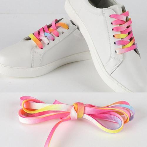 Gradient Rainbow Pink Flat Shoelace Sports Casual Shoes Laces Sneaker Boots Shoe Strings