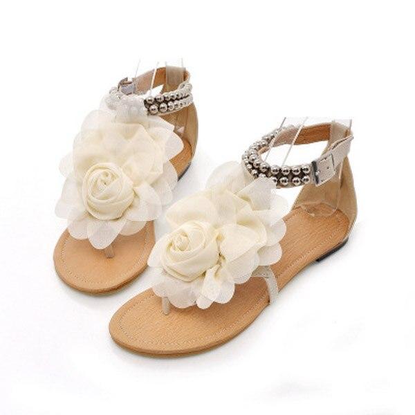 Summer 2020 New Woman's Flower Flat Sandals Summer Open Toe Fashion Outdoor Beach Shoes Comfortable Plus Size 43