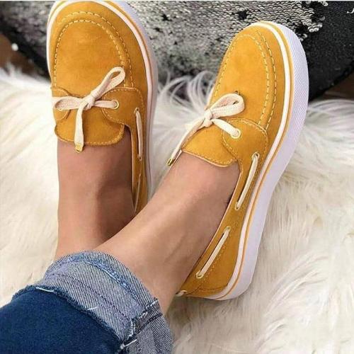 Women Shallow Platform Flat Shoes Ladies Slip On Sewing Lace Up Casual Soft Comfort Female Loafers