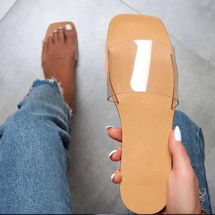Women's Fashion Flat Square Head Casual Slippers