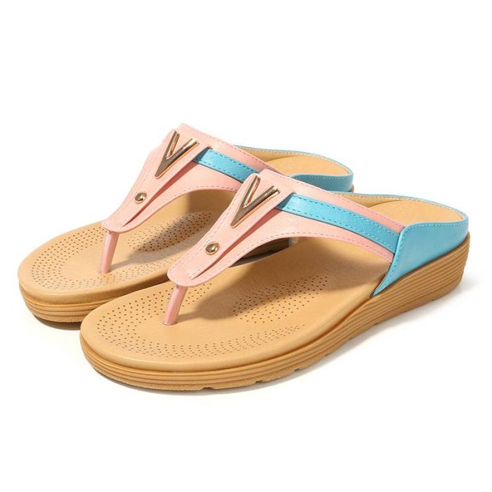 Shoes ladies Bohemian slippers flat sandals color matching outside