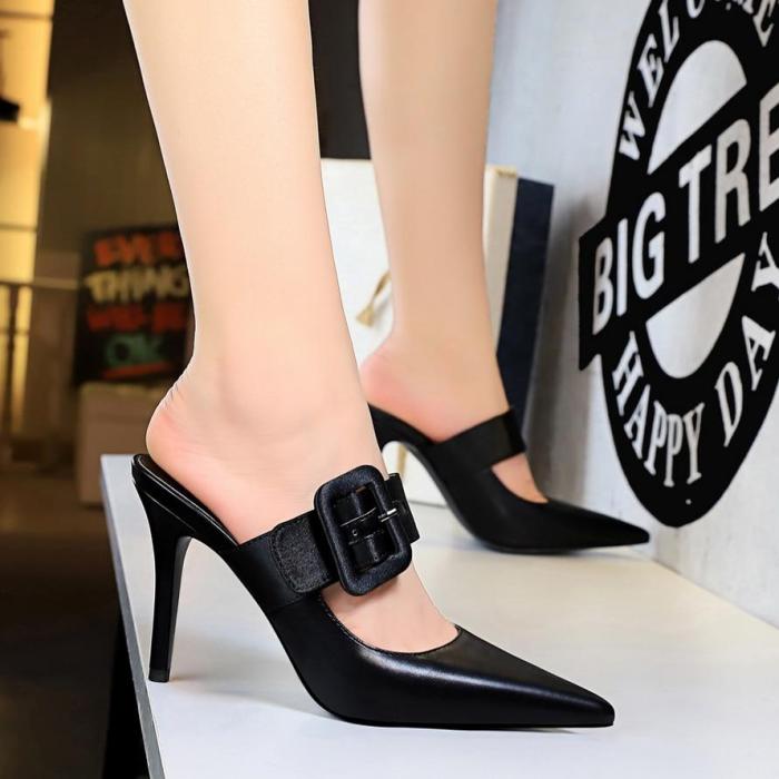 Shoes Women Pumps New Summer Stiletto High Heels Shoes Fashion Sandals Buckle Shoes Slippers