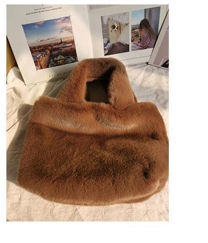 Faux Fur Shoulder Bags for Women Winter Warm Crossbody Messenger Bag Female Travel Solid Color Handbags