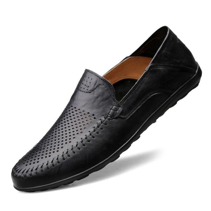 Genuine Leather Mens Shoes Casual Luxury Men Loafers Breathable Slip on Male Boat Shoes