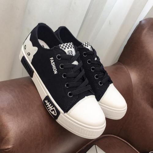 Sneakers Breathable Flat Casual White Shoes Cat Woman Canvas Shoes