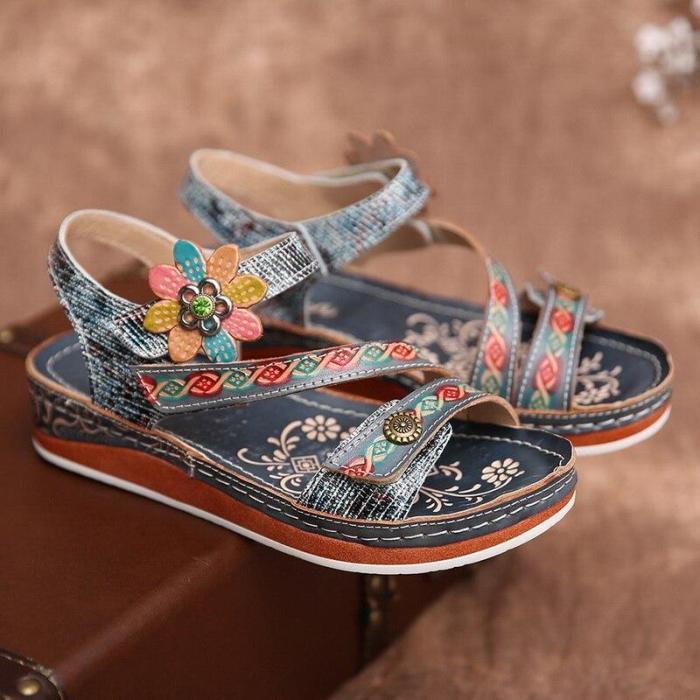 Women Sandals Heeled Slippers Flower Summer Shoes Casual Beach Shoes