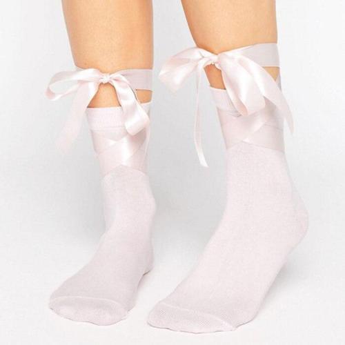 Chic Streetwear Women's Lovely Candy Color Bow Socks Casual Lolita Ballet Lace Up Short Socks Cute Ladies Bow Knot Sox