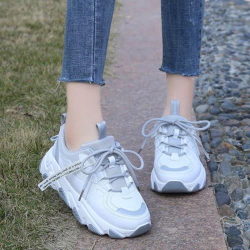 Shoes Woman Sneakers Thick Bottom Lace Up Casual Shoes Flats Breathable Platform Shoes Plus Size