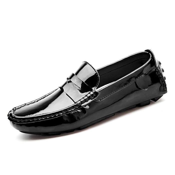 Split Genuine Leather Mens Loafers Fashion Handmade Men Casual Shoes Black Slip on