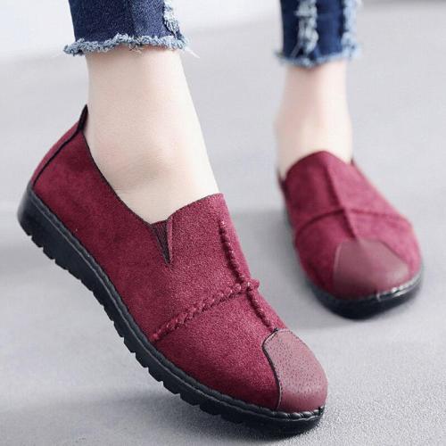Plus Size Summer Women Flats Fashion Splice Flock Loafers Women Round Toe Slip On Leather Casual Shoes New