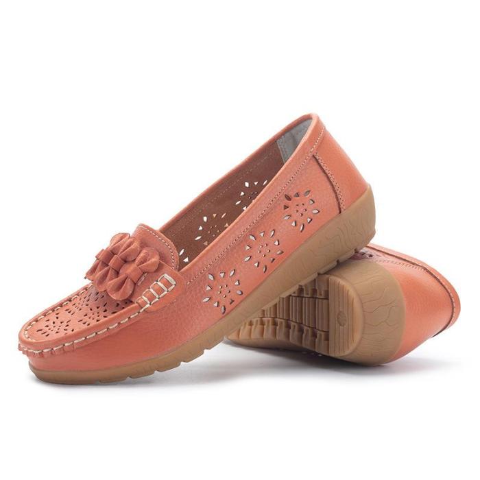 Women Flower Hollow-out Slip-on Platform Loafers