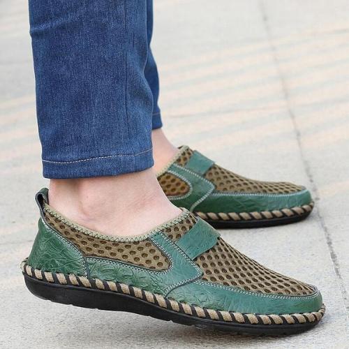 Men Oversize Mesh Flats Casual titching Soft Comfortable Loafers Shoes