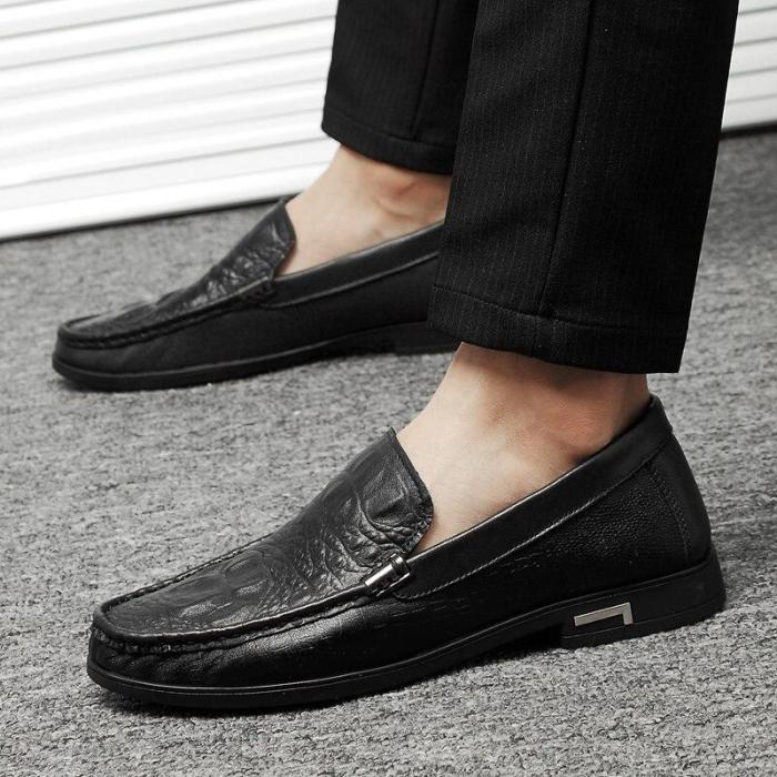 Man Leather Shoes Slip on Summer Men's Shoe Genuine Leather Crocodile Design Loafers Male Boat Footwear