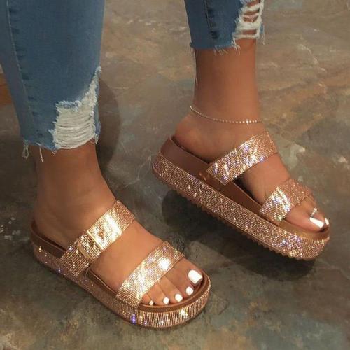 Flip Flop Sequin Platform Slip-On Slippers