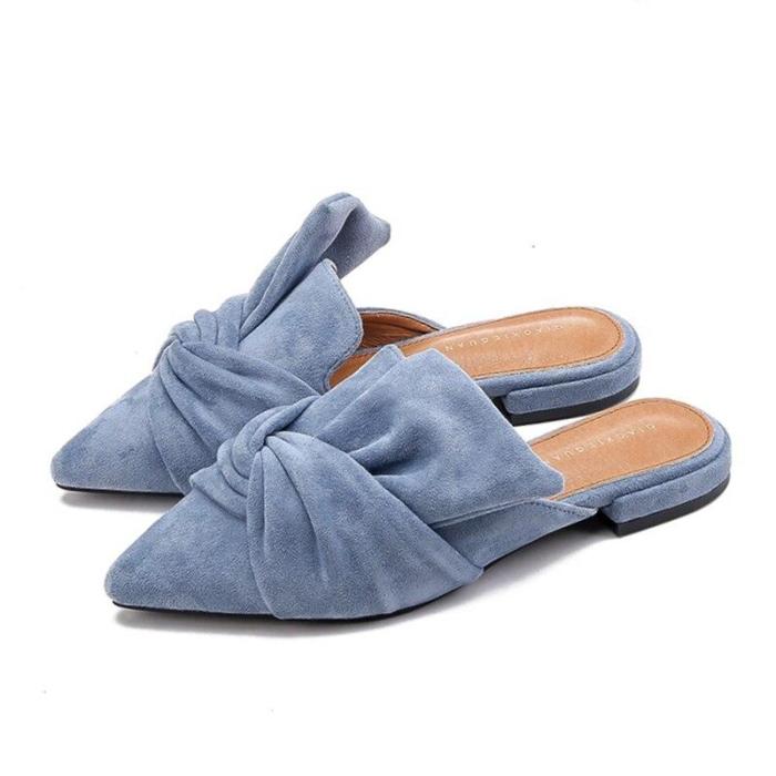 Chic Sexy Pointed Toe Ladies Slippers Flock Low Heel Ladies Office Shoes