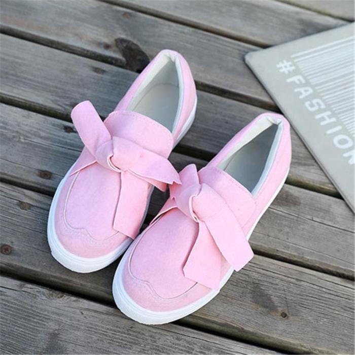 Women's Bow Canvas Flat lazy Shoes Soft Bottom