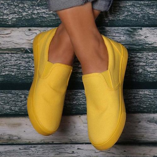 Women Casual Canvas Round Toe Solid Color Flat Shoes