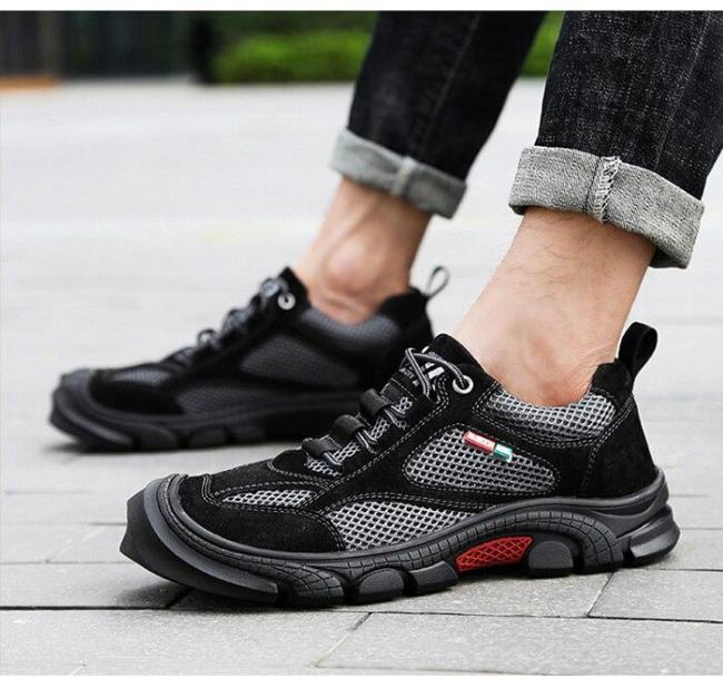 Man Leather Sneakers Suede Summer Male Mesh Shoes Breathable Men's Shoe Outdoor Walking Footwear