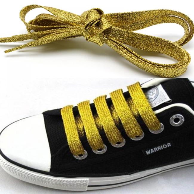 Shiny Thread Sport Sneakers Bootlaces Shoe Laces Metallic Glitter Flat Shoelaces Canvas Athletic BootsStrings