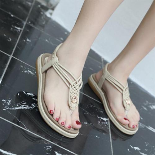 Bohemia Woman Sandals Female Flats Ladies Fashion Elastic Band Beach Shoes