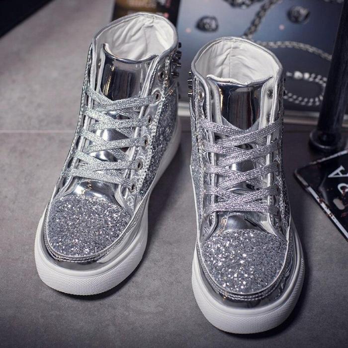 Women's Ladies Wedges Sneakers Sequins Shake Shoes Fashion Girls Sport Shoes Sneakers Sneakers Shoes Gold Shoes