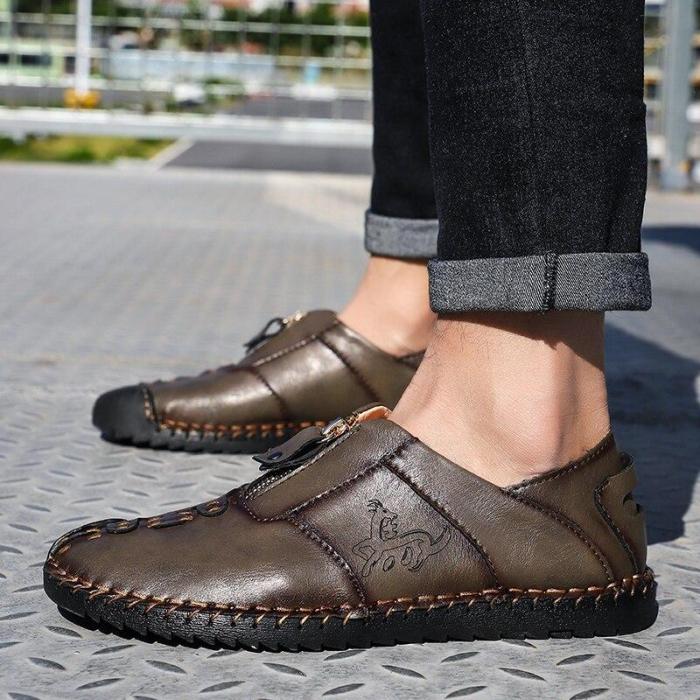 Men Shoes Handmade Loafers Leather Casual Shoes Breathable Driving Shoes Big Size