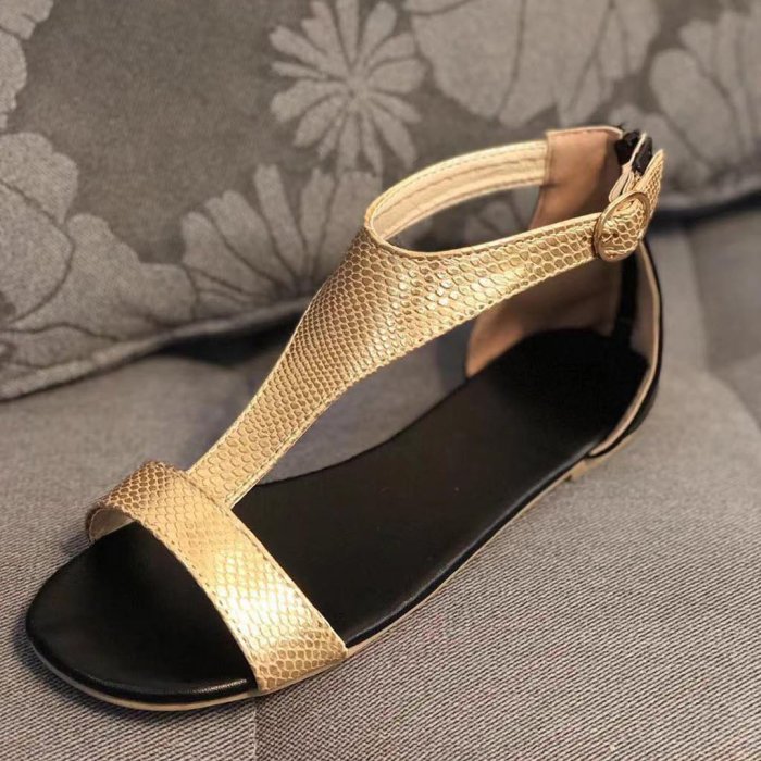 Ladies Shoes Open Toe Breathable Beach Buckle Strap Sandals Rome Casual Flat Shoes