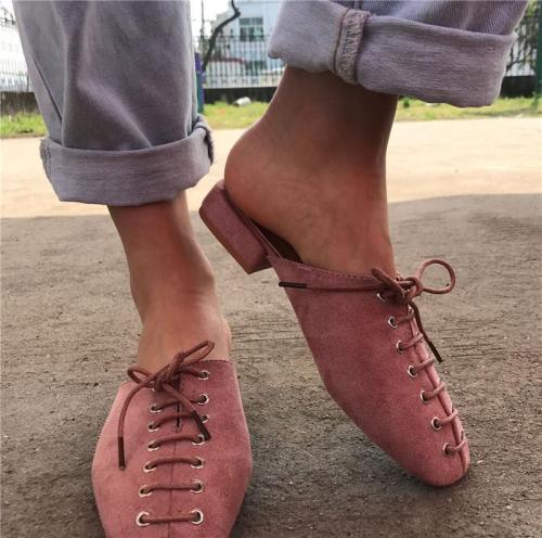 Women's Fashion Lace-Up Flat Heel  Slippers