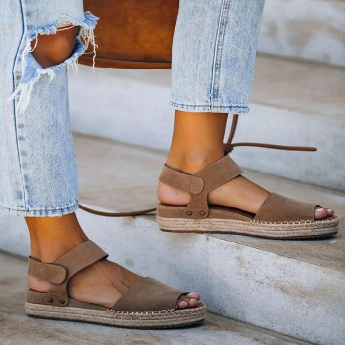 Ladies Summer Flat Platform Sandals Slippers Peep Toe Solid Wedges