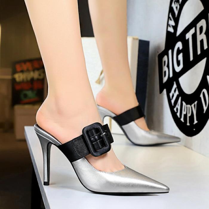 Shoes Women Pumps New Summer Stiletto High Heels Shoes Fashion Sandals Buckle Shoes Slippers