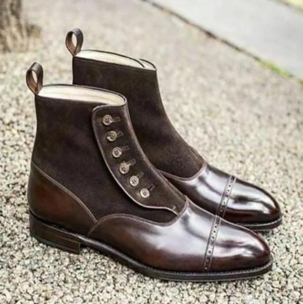 Winter Fashion Men's PU Leather Boots Pointed Toe Ankle Boots Mens Male Casual