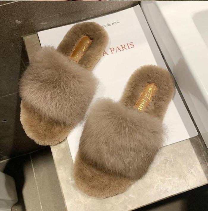 Warm Fur Women Home Shoes Slippers Casual Slippers