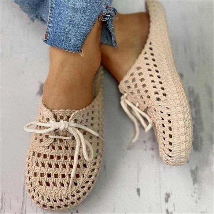 Women's Sandals Summer Flats Retro Style Shoes Slippers PU Leather