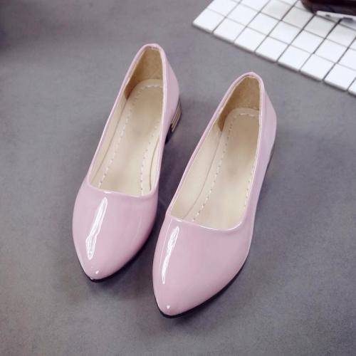 Women Shoes Female Patent Leather Low Heel Slip on Comfortable Solid Pink Footwear Casual Shoes Woman Leisure Loafers