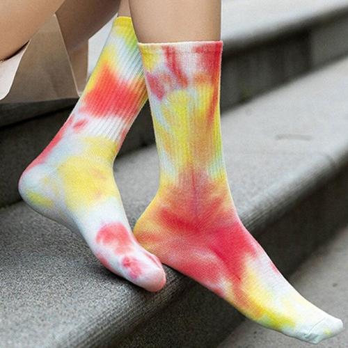 Personality Basketball Tie Dye Women Socks Fashion Girls Sock Skate Socks Sweat Breathable Cotton Calf Length Long Sock