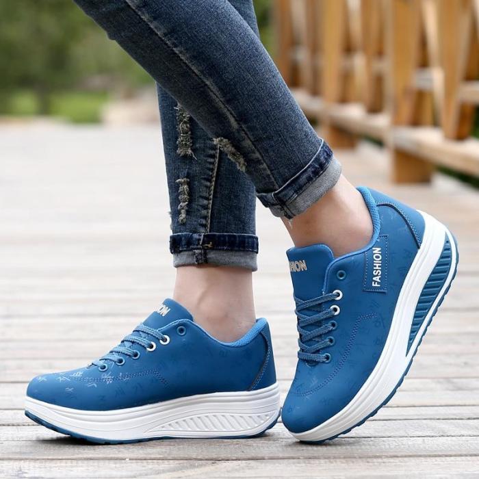 Women Sneakers New Arrival Fashion Pu Leather Waterproof Wedges Platform Women Shoes Tenis Breathable Shoes Woman