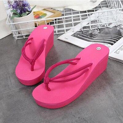 Female Summer Solid Color with Anti-slip High Heel Beach Summer Shoes