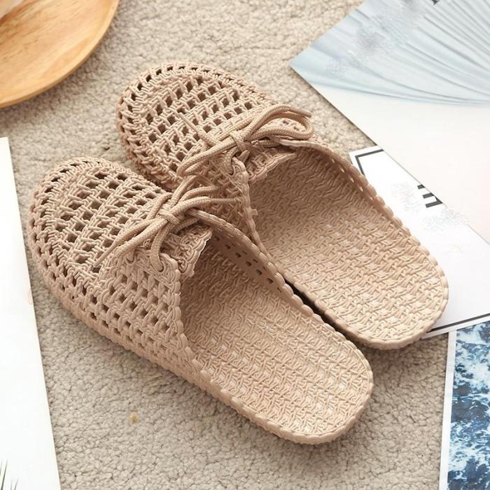 Summer Slippers Shoes Woman Lace up Flat Beach Slides Sandals