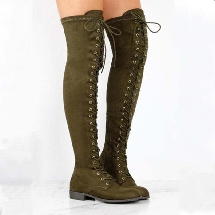 Women Shoes Genuine Leather Female Over The Knee Martin Boots Suede Women British Retro Trend Women Naked Boots