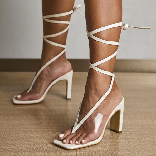 Women High Heels Strappy Heels Sandals Fetish Transparent Sandles Lady Stripper Chunky Shoes