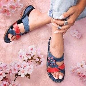Retro Casual Shoes Slippers Wedge Open Toe Sandals Women Beach Slip On Slides