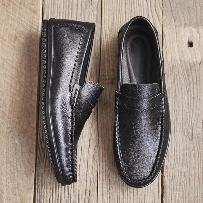 Man Shoes Slip on Summer Men's Leather Shoe Soft Breathable Flat Loafers Male Moccasins Leisure Footwear