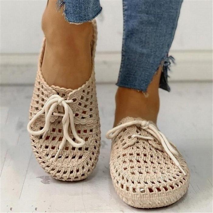Women's Sandals Summer Flats Retro Style Shoes Slippers PU Leather
