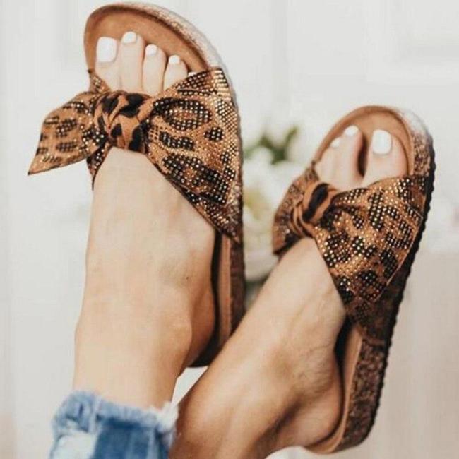 Women Leopard Slippers Summer Footwear Ladies Fashion Flats Casual Beach Shoes