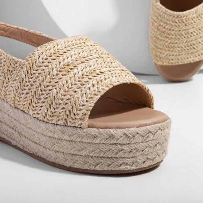Women Sandals Retro Platform Sandals With High Heels Wedges Shoes For Women Hemp Summer Sandals