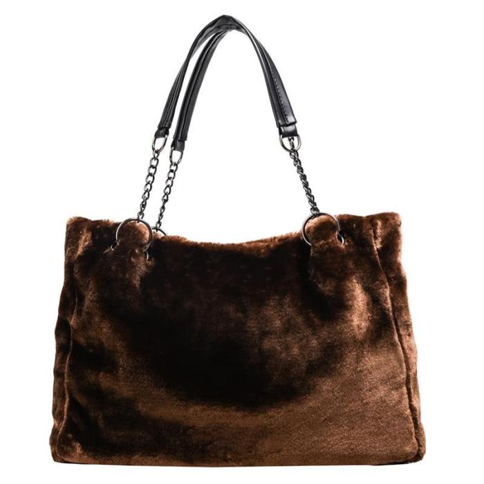 Autumn and Winter Plush WOMEN'S Bag Handbag Fashion Furry Large Bag LADY'S Shoulder Bag