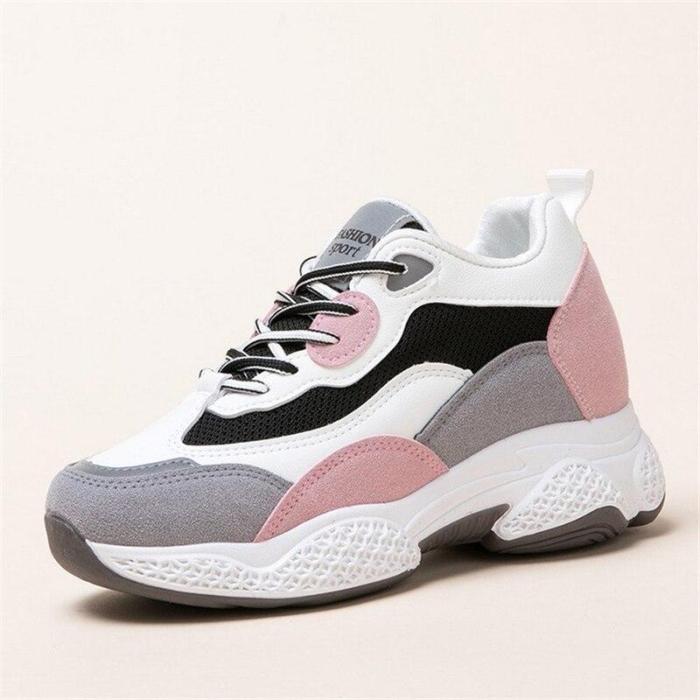 New Casual Sneakers Breathable Mesh Women's Walking Shoes Height Vulcanized Shoes Girl Comfortable Sneakers