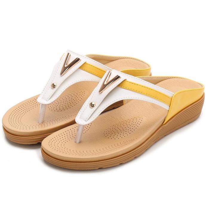 Shoes ladies Bohemian slippers flat sandals color matching outside